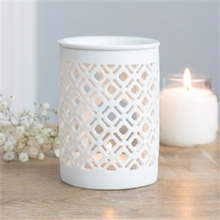 Load image into Gallery viewer, LATTICE CUT OUT WAX WARMER - WHITE